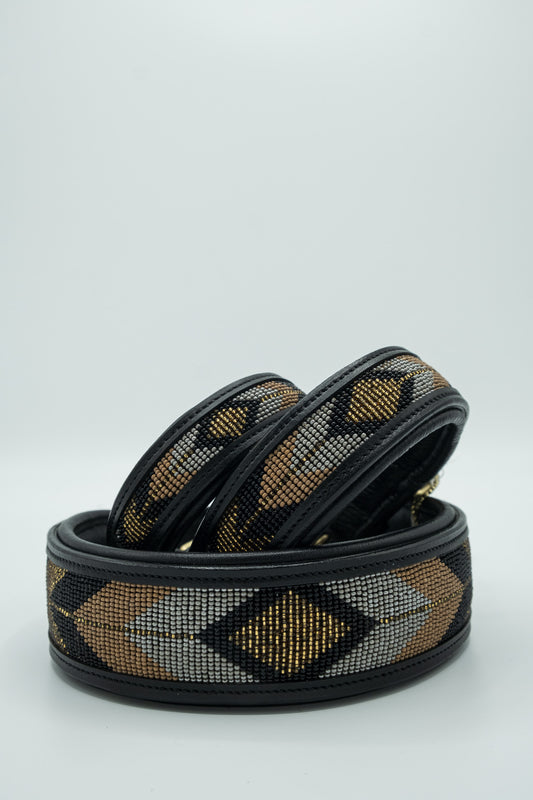 Beaded Leather Collar - Terra